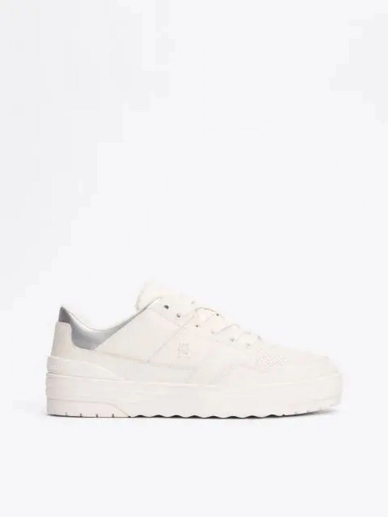 Tommy Hilfiger Deri Renk Bloklu Basketbol  Sneaker