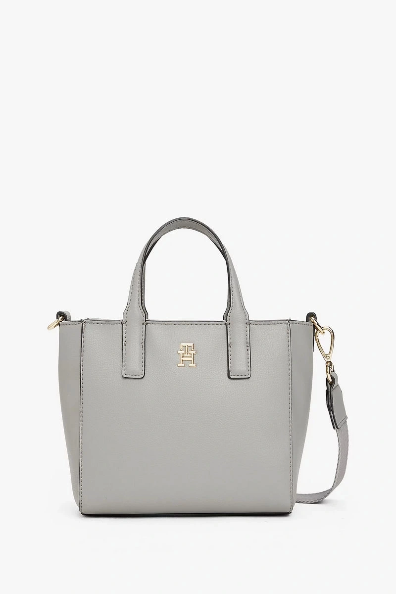 Tommy Hilfiger Yumuşak Logo Askılı Tote Gri Çanta
