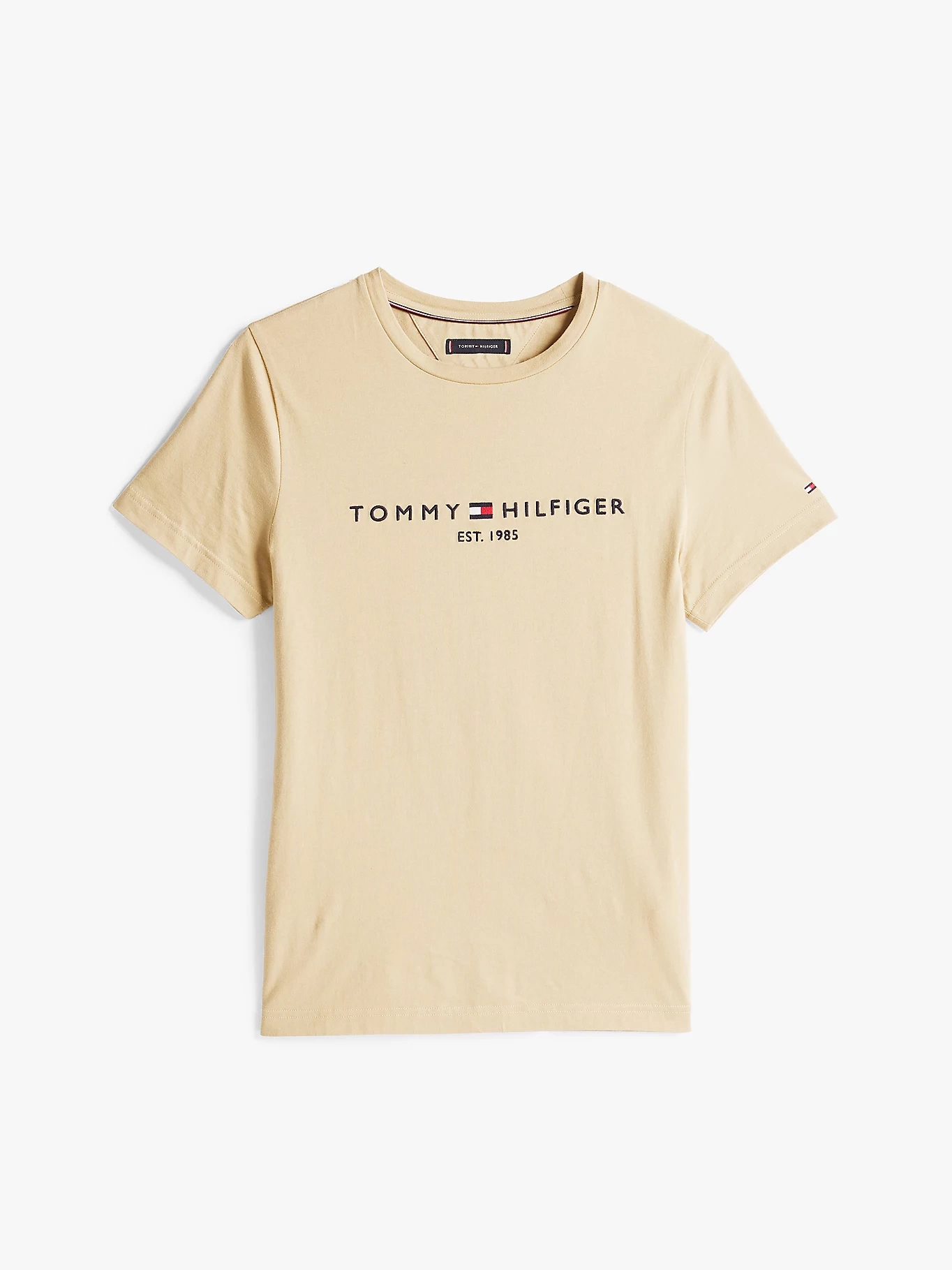 Tommy Hilfiger Erkek Bej Logolu T-Shirt