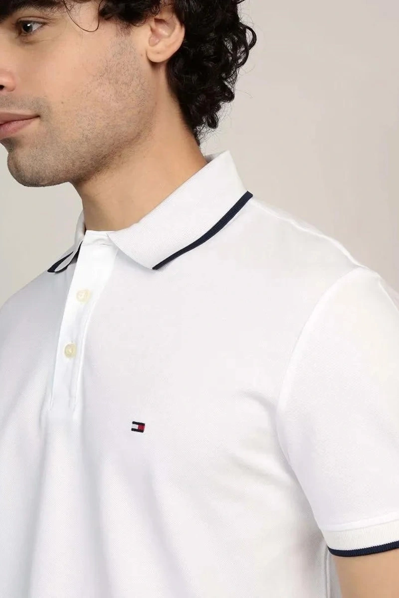 Tommy Hilfiger Erkek Beyaz Polo Yaka T-Shirt