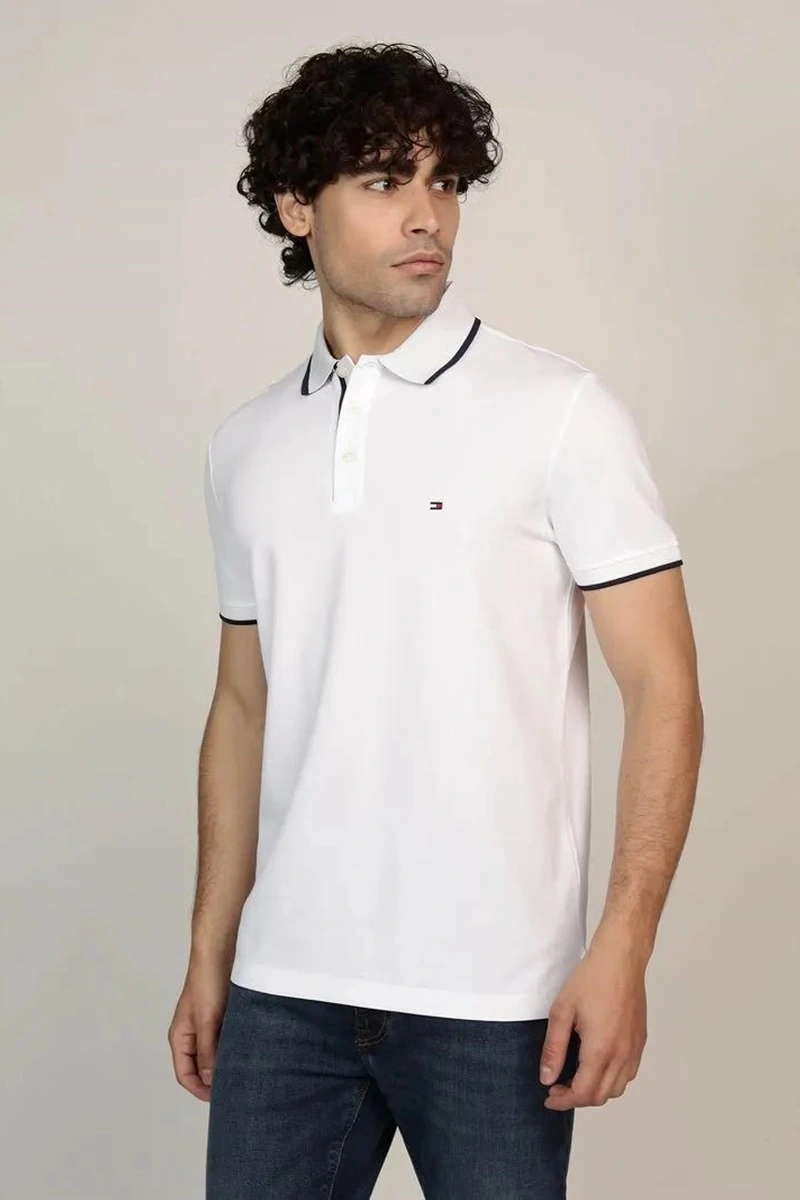 Tommy Hilfiger Erkek Beyaz Polo Yaka T-Shirt