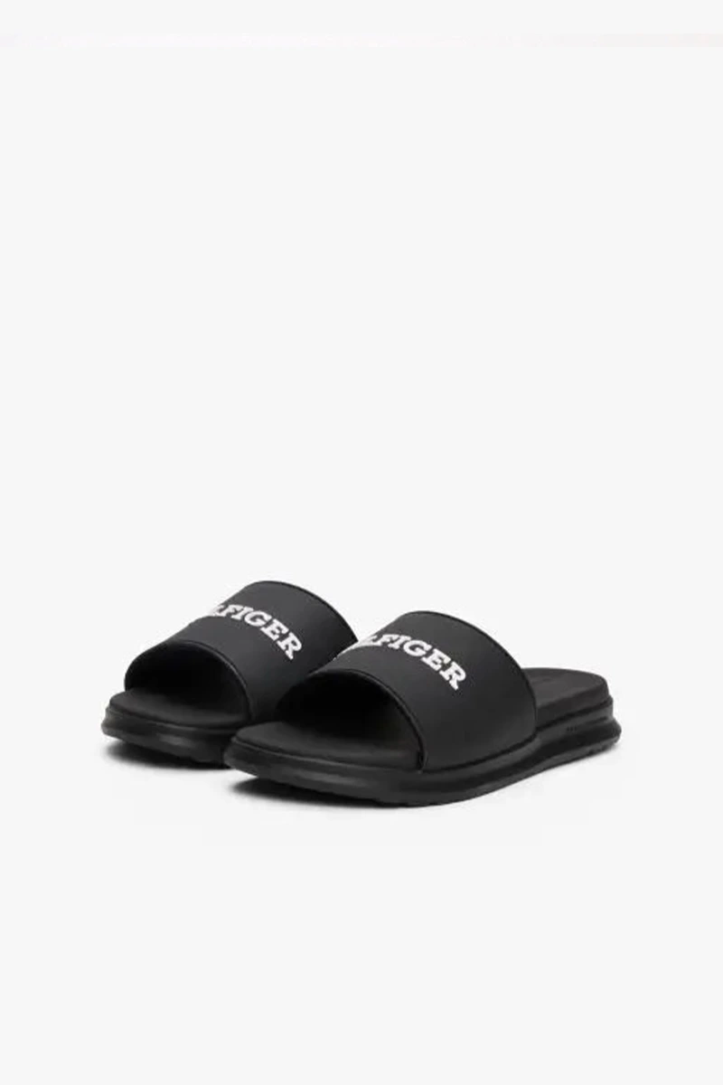 Tommy Hilfiger Erkek Dokulu Logo Siyah Havuz Terliği