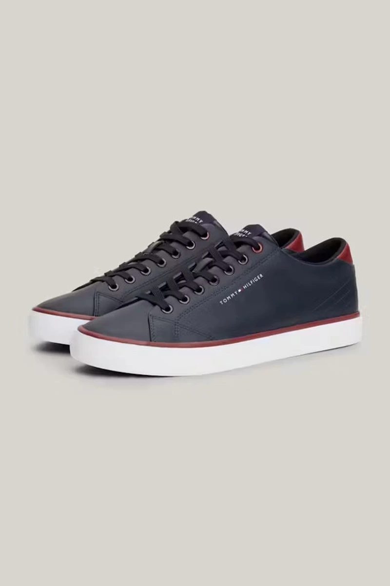 Tommy Hilfiger Erkek Düşük Bilek Lacivert Deri Sneaker