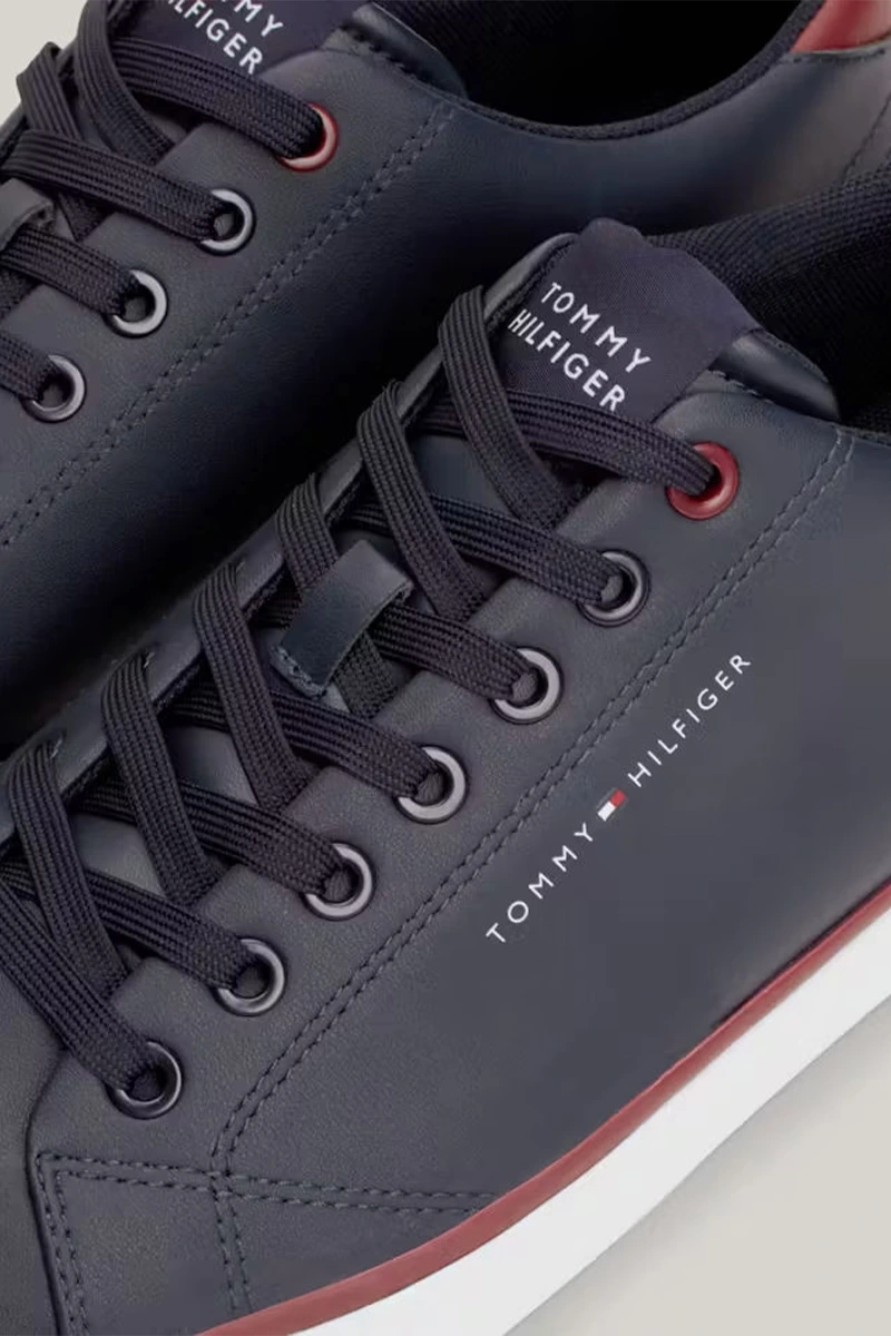 Tommy Hilfiger Erkek Düşük Bilek Lacivert Deri Sneaker