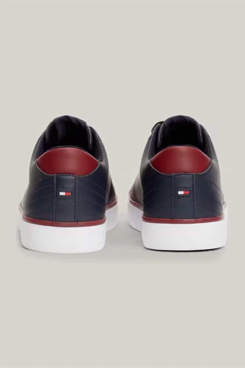 Tommy Hilfiger Erkek Düşük Bilek Lacivert Deri Sneaker