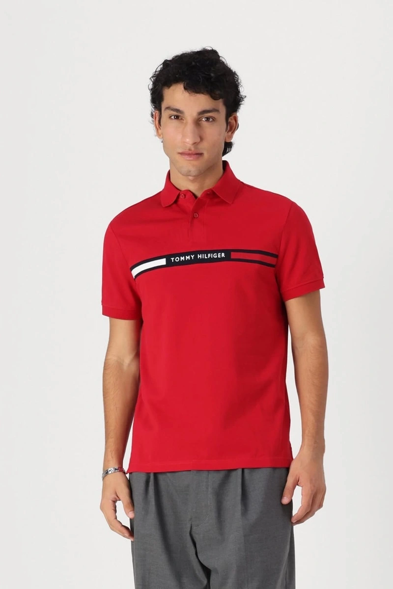 Tommy Hilfiger Erkek Kırmızı Polo Yaka T-Shirt