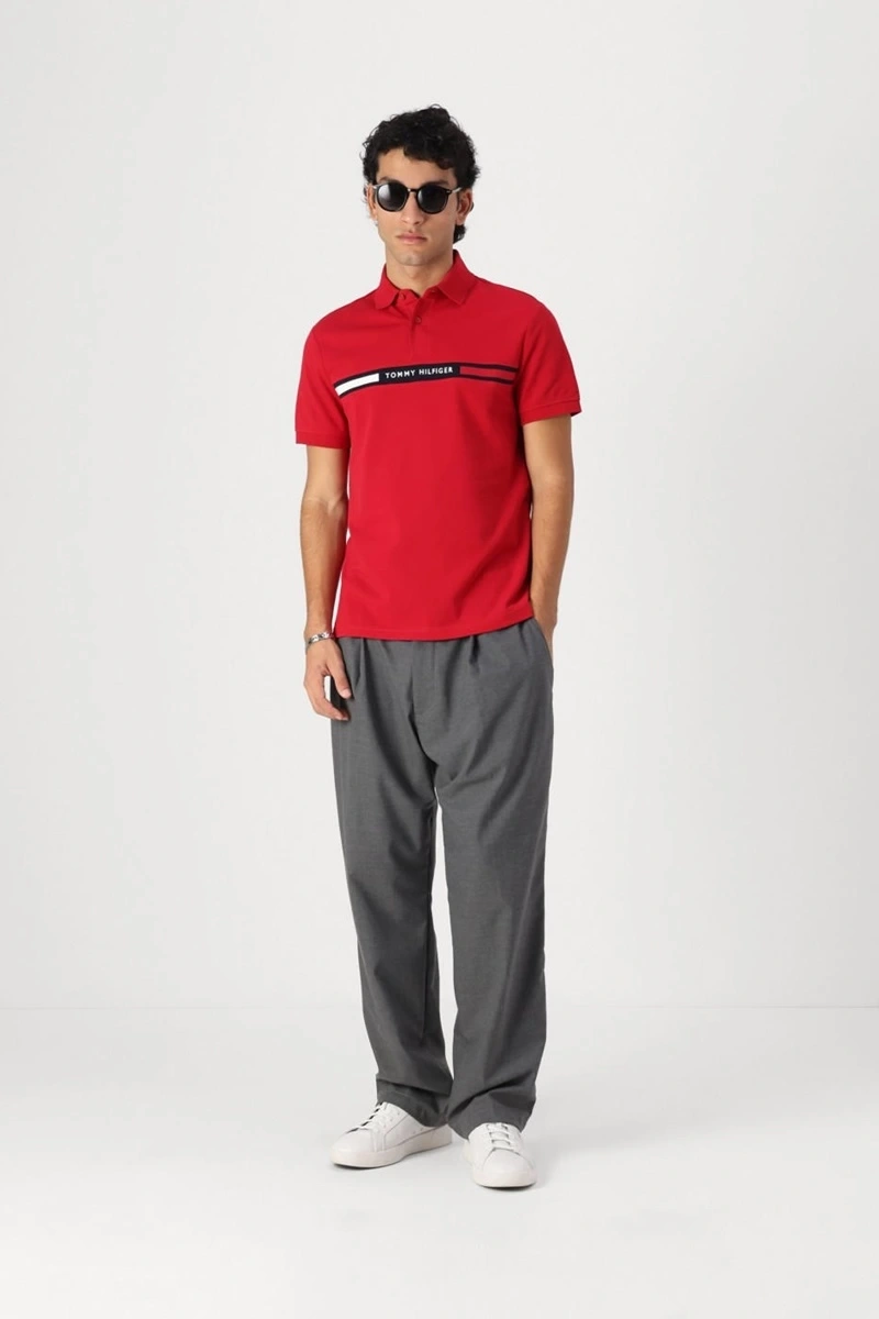Tommy Hilfiger Erkek Kırmızı Polo Yaka T-Shirt