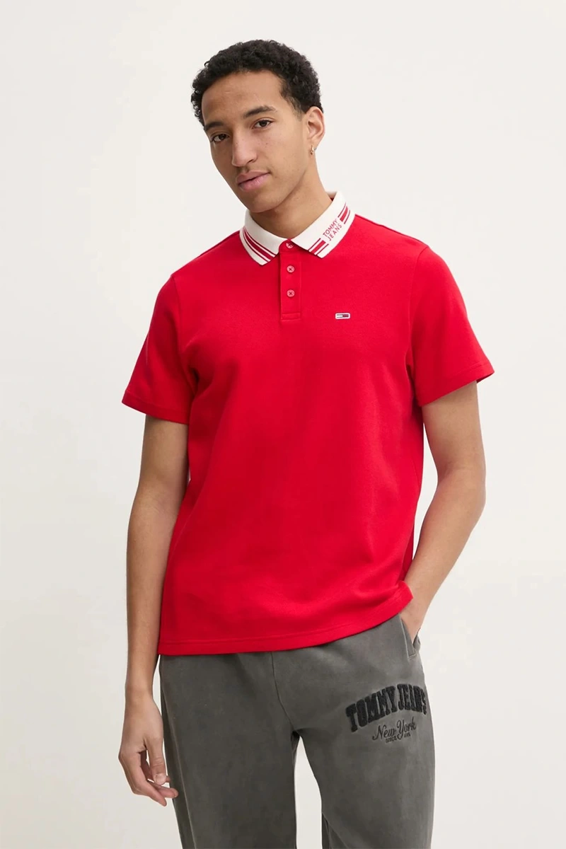 Tommy Hilfiger Erkek Kırmızı Regular Fit Polo Yaka T-Shirt