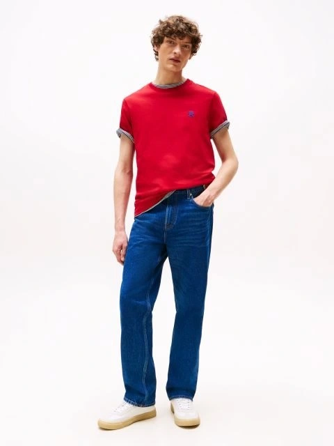 Tommy Hilfiger  Erkek  Kontrast  İşlemeli Monogramlı T-Shirt