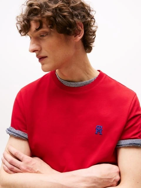 Tommy Hilfiger  Erkek  Kontrast  İşlemeli Monogramlı T-Shirt