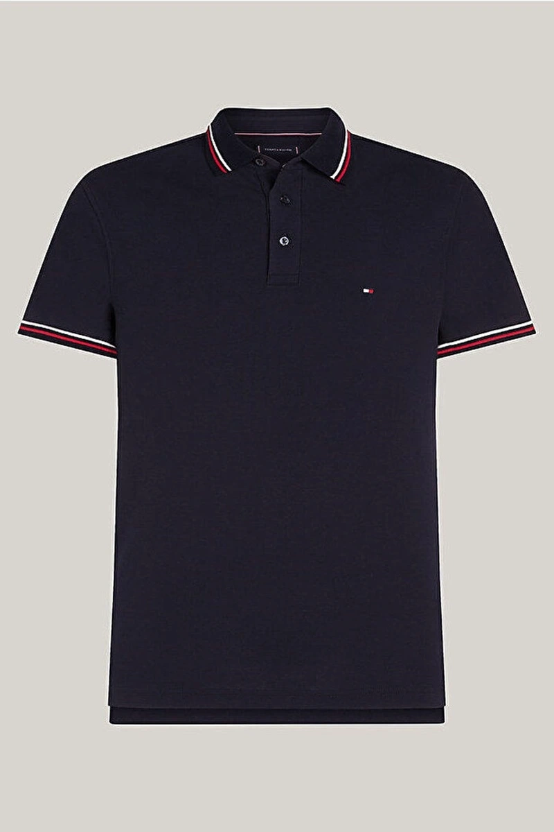 Tommy Hilfiger Erkek Lacivert Logo Kısa Kollu Polo T-Shirt