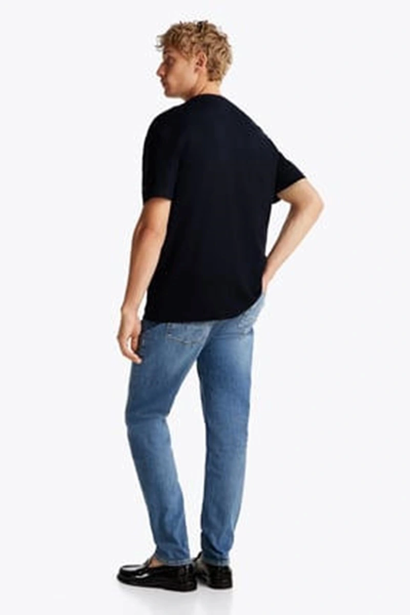 Tommy Hilfiger Erkek Lacivert Logo Yuvarlak Yaka T-Shirt