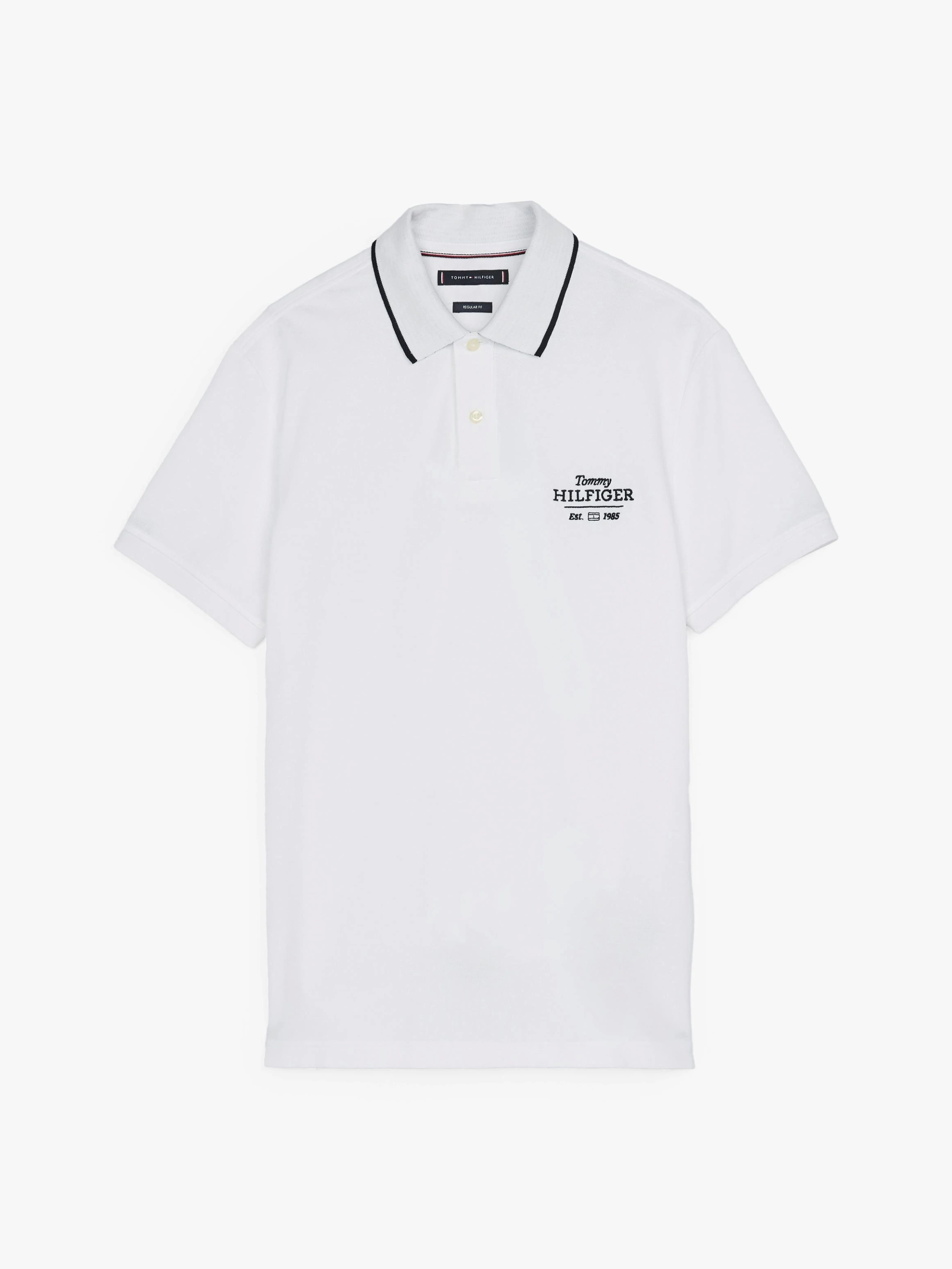 Tommy Hilfiger Erkek Nakışlı Logo Polo Yaka Beyaz T-shirt