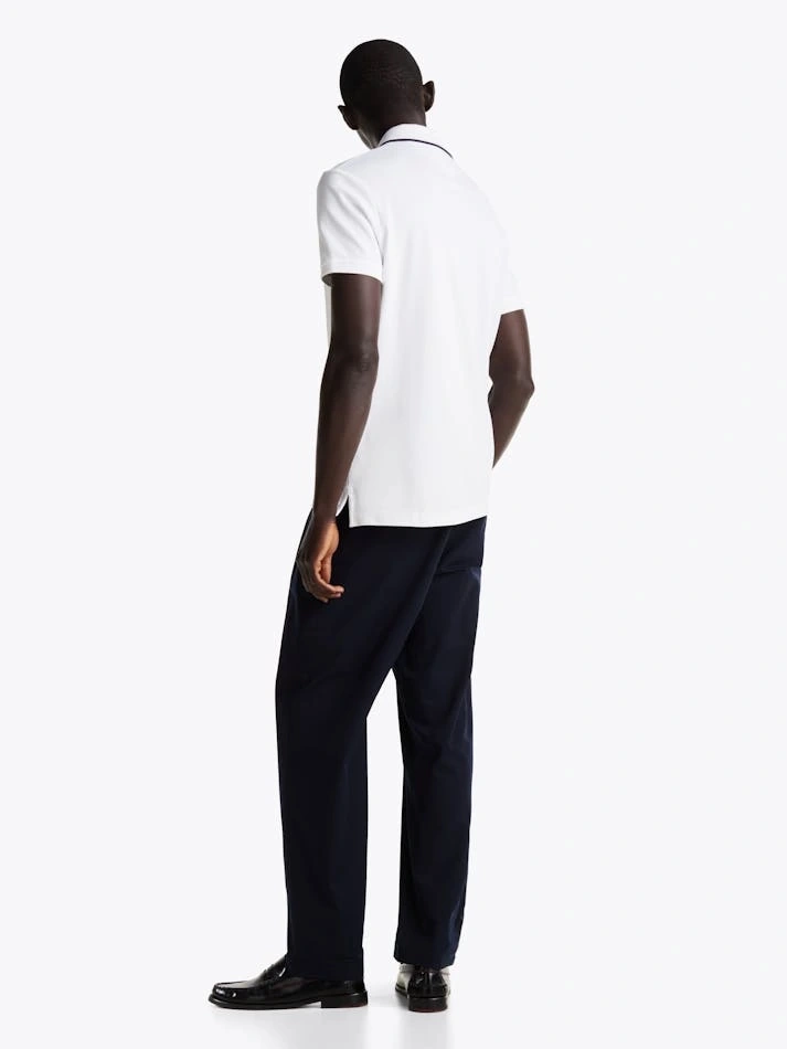 Tommy Hilfiger Erkek Nakışlı Logo Polo Yaka Beyaz T-shirt