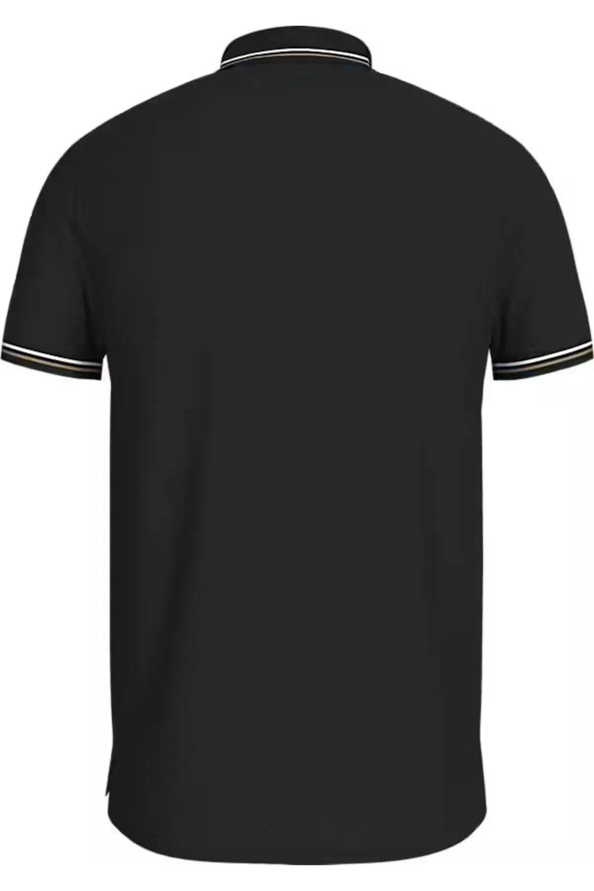 Tommy Hilfiger Erkek Siyah Logolu   Polo T-Shirt