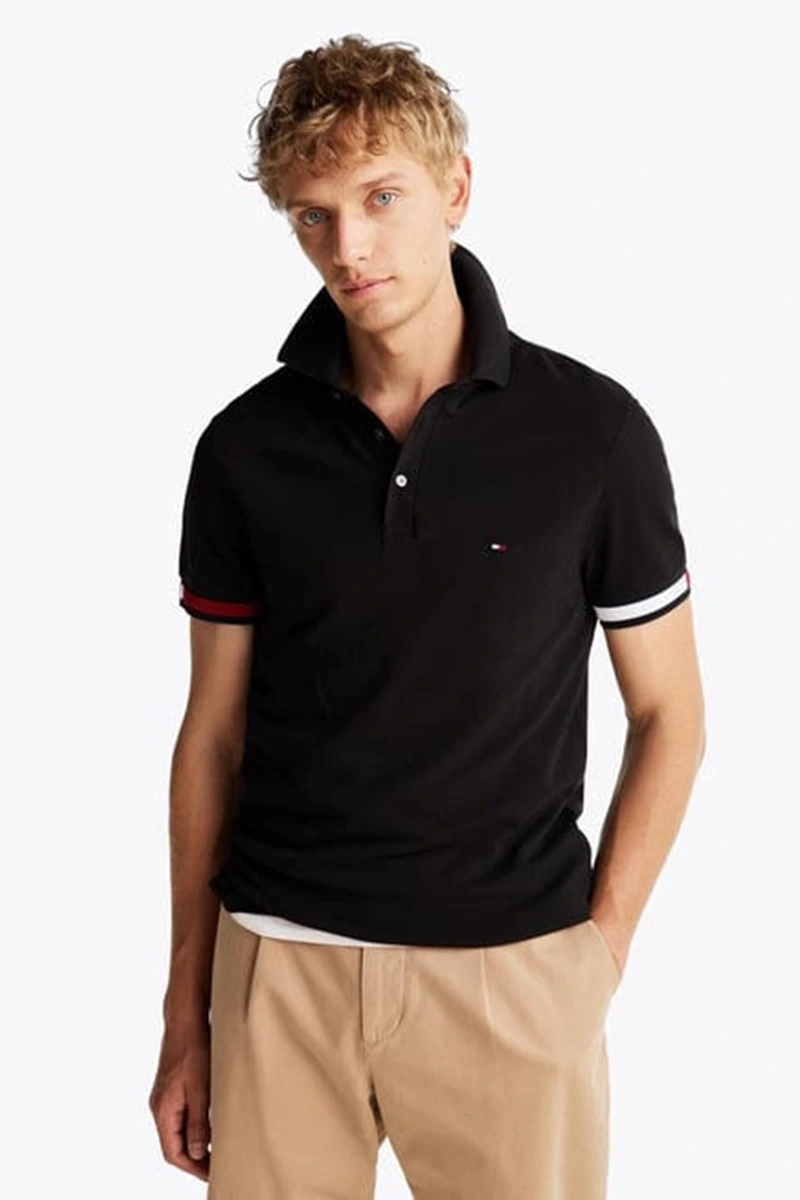 Tommy Hilfiger Erkek Siyah Polo Yaka T-Shirt