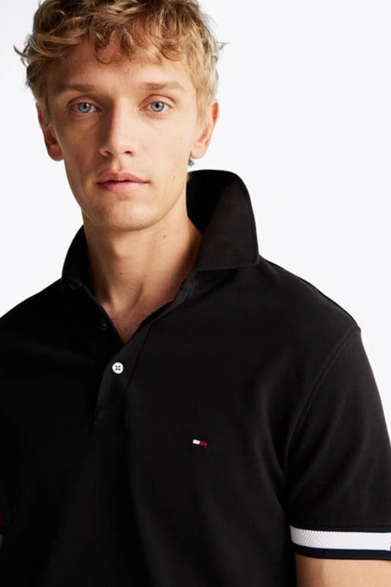 Tommy Hilfiger Erkek Siyah Polo Yaka T-Shirt