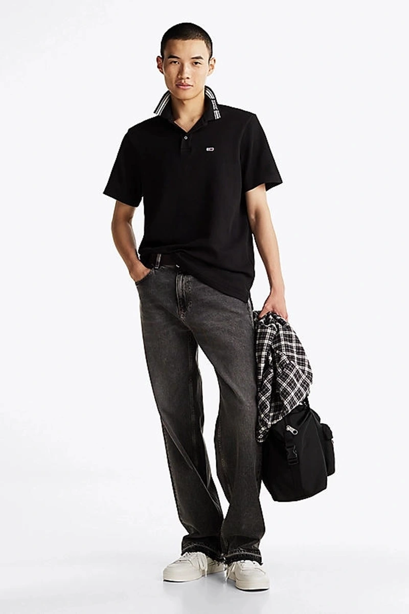 Tommy Hilfiger Erkek Siyah Regular Fit Polo Yaka T-Shirt