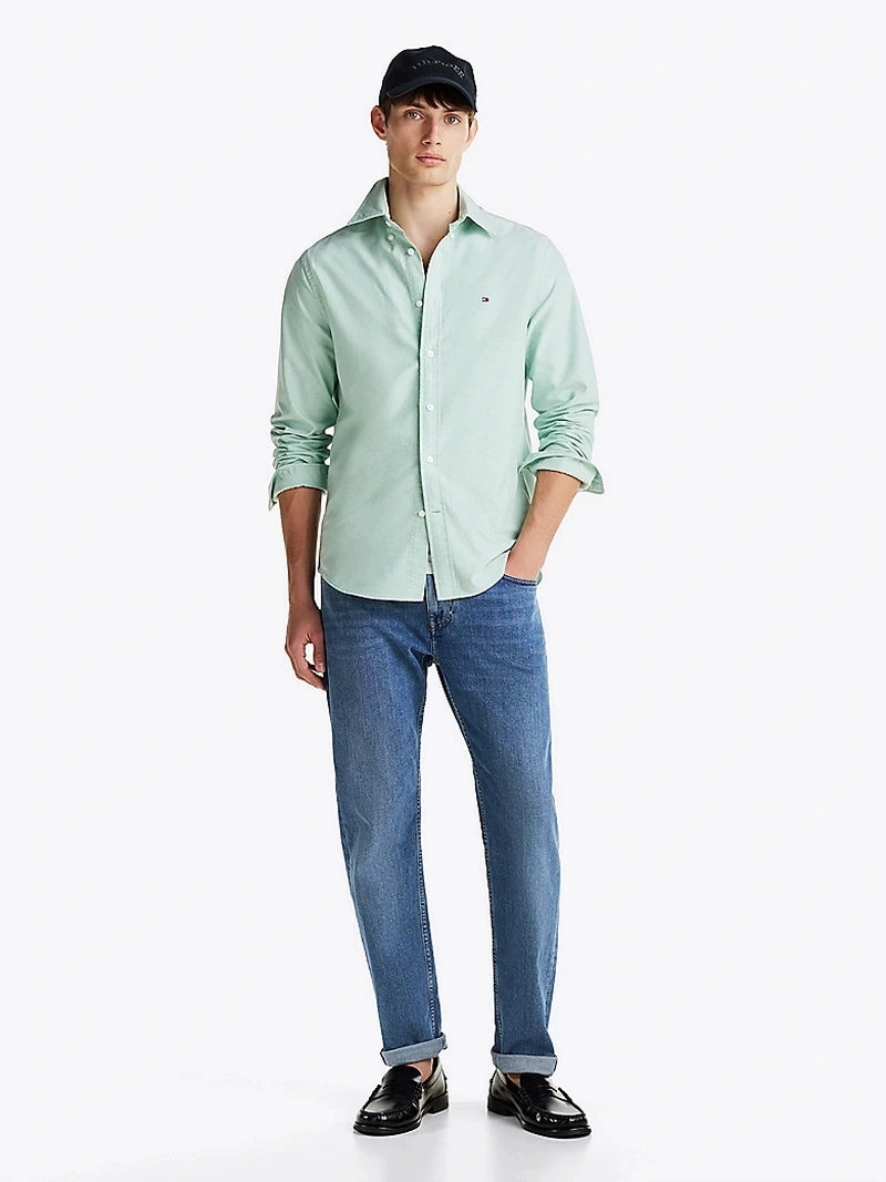 Tommy Hilfiger Erkek  Solid  Heritage   Yeşil Oxford Gömlek