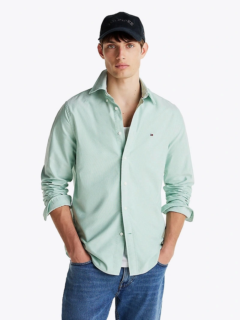 Tommy Hilfiger Erkek  Solid  Heritage   Yeşil Oxford Gömlek