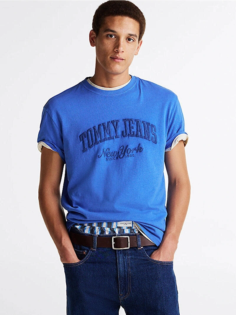 Tommy Hilfiger Erkek  Mavi  Tjm  Reg  Varsity T-Shirt