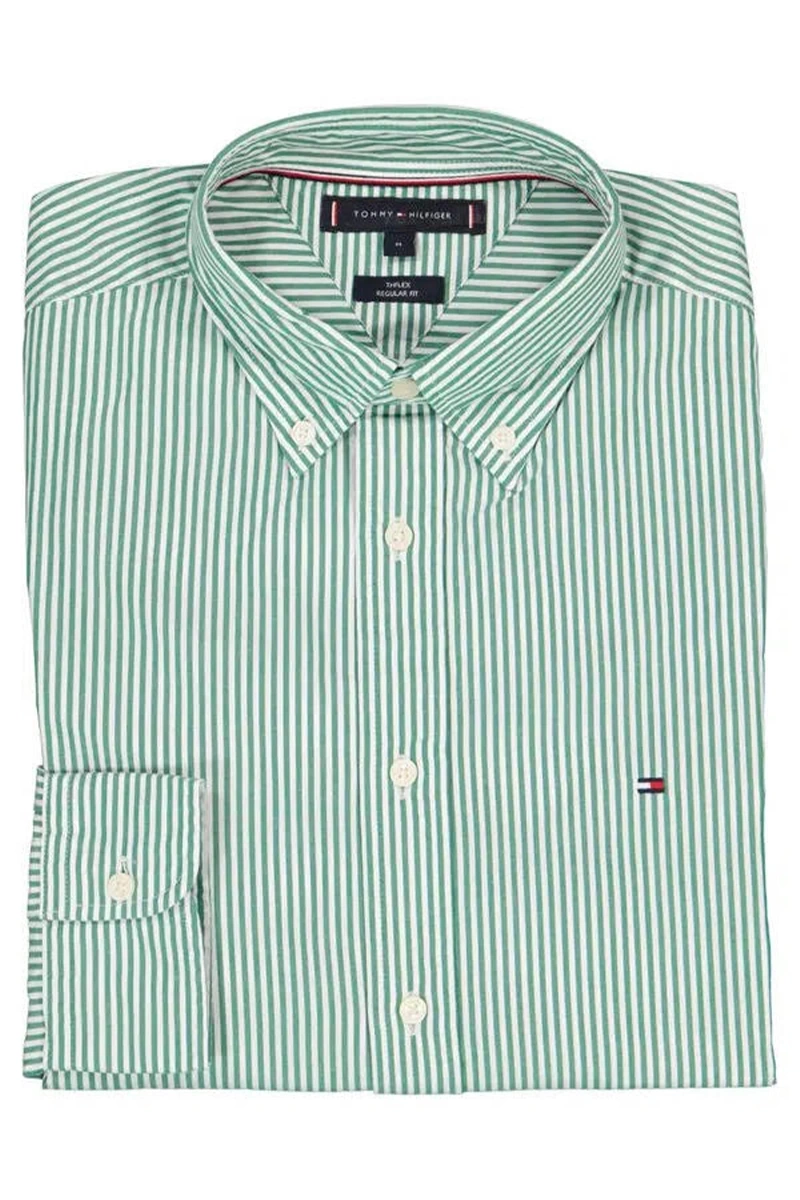 Tommy Hilfiger Erkek Yeşil Çizgili Gömlek
