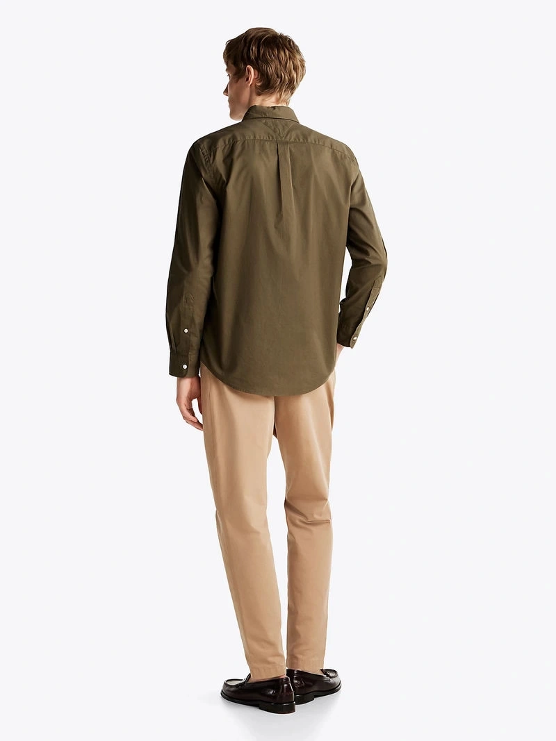 Tommy Hilfiger Erkek  Flex Regular Fit Poplin Yeşil Gömlek