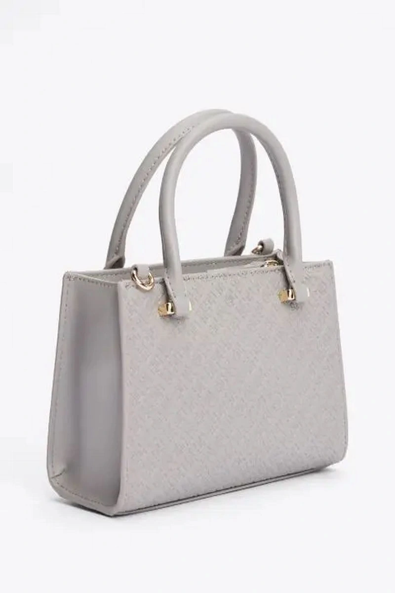 Tommy Hilfiger Monogram Kabartmalı Tote Gri Çanta