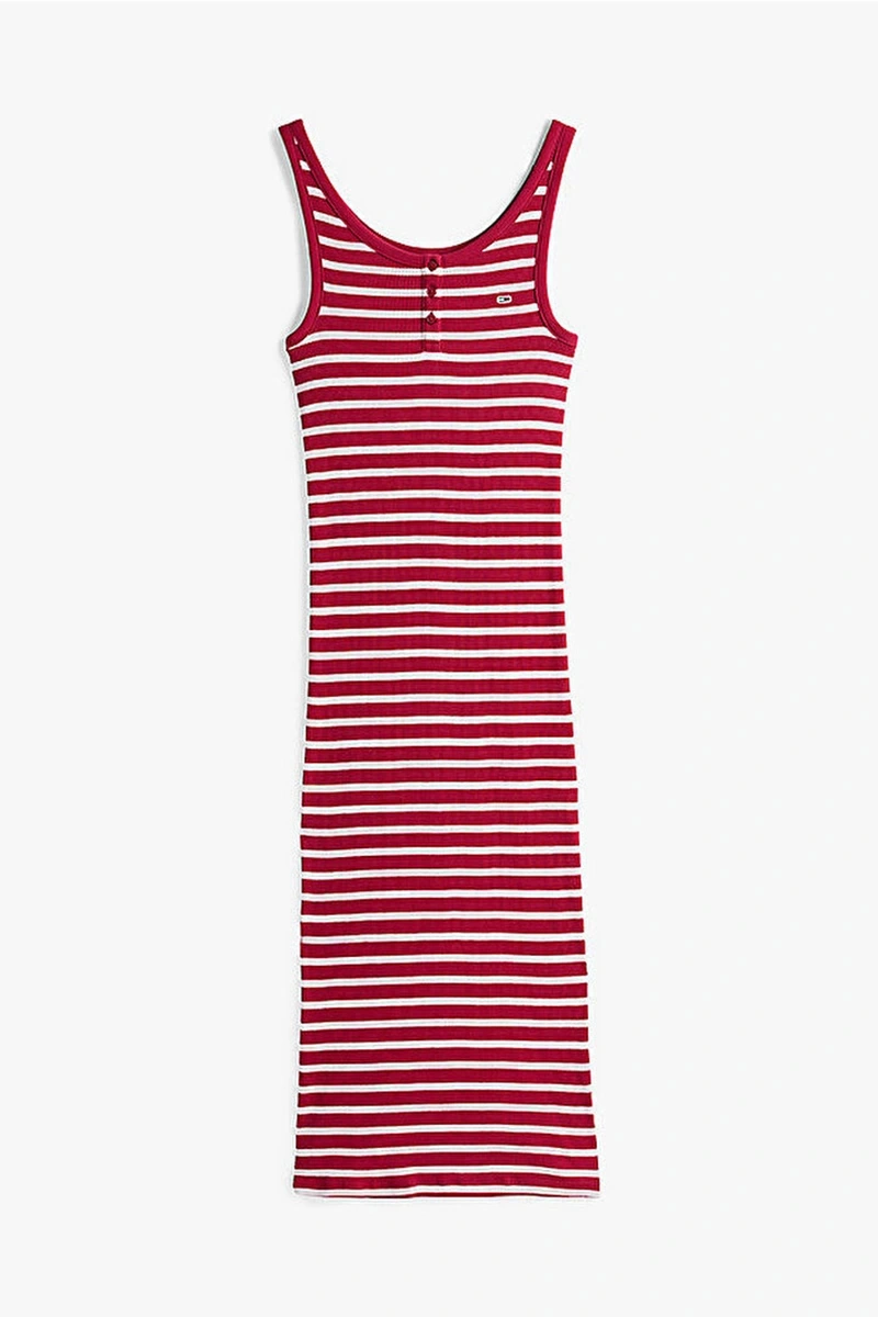 Tommy Hilfiger Kadın Kaburgalı Midi Dar Vücuda Oturan Elbise