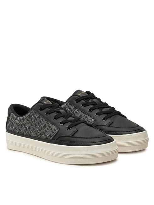 Tommy Hilfiger Kadın Siyah Vulc Deri Monogram  Sneaker
