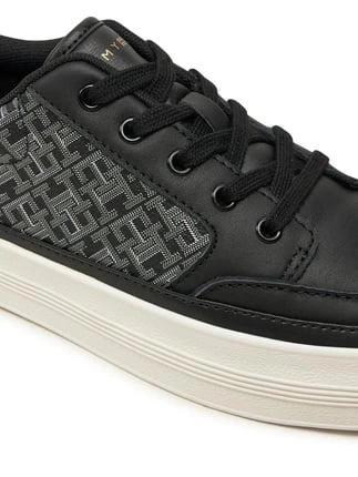 Tommy Hilfiger Kadın Siyah Vulc Deri Monogram  Sneaker