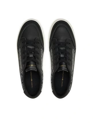 Tommy Hilfiger Kadın Siyah Vulc Deri Monogram  Sneaker