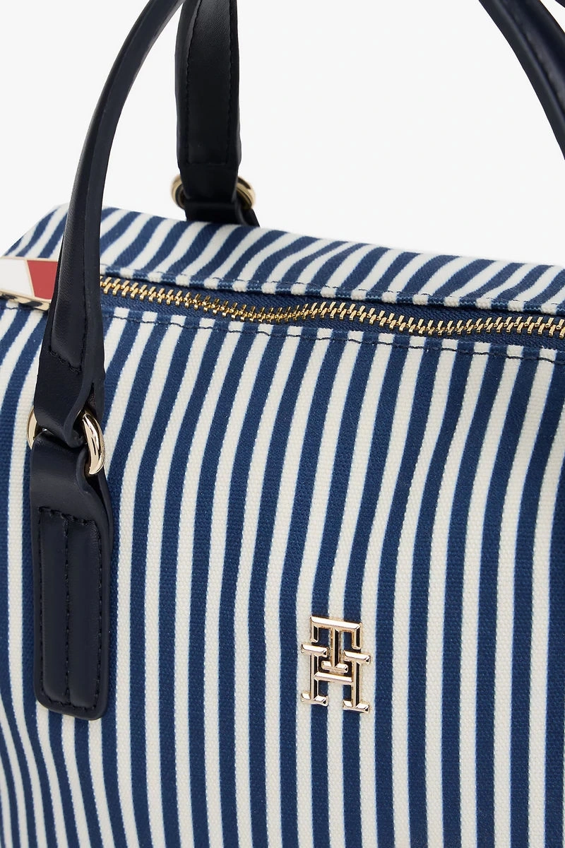 Tommy Hilfiger Kanvas Tote Mavi Kadın Çizgili Çanta