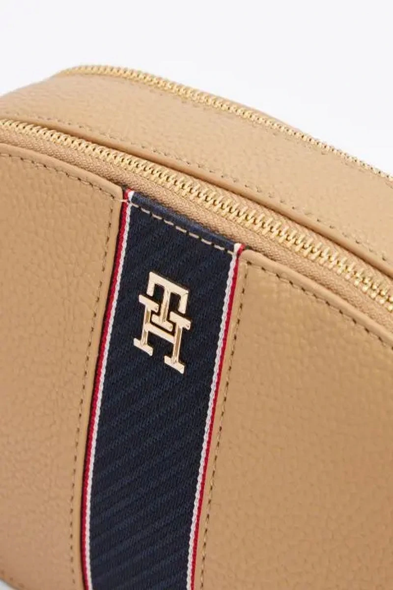 Tommy Hilfiger Dokulu Kamera Çantası Bej Çanta