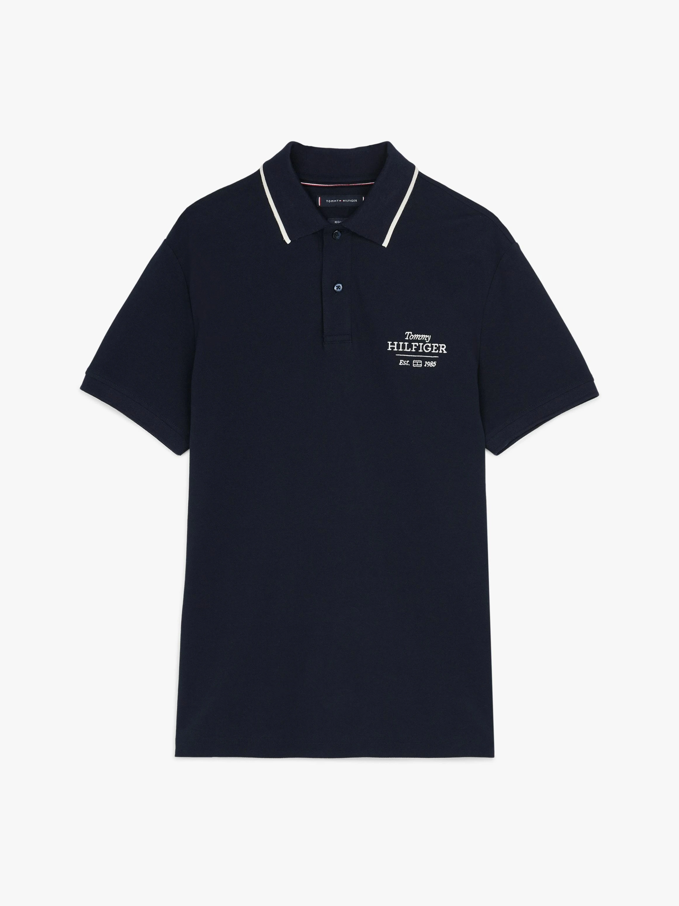 Tommy Hilfiger Nakışlı Logo Polo Yaka Lacivert T-shirt