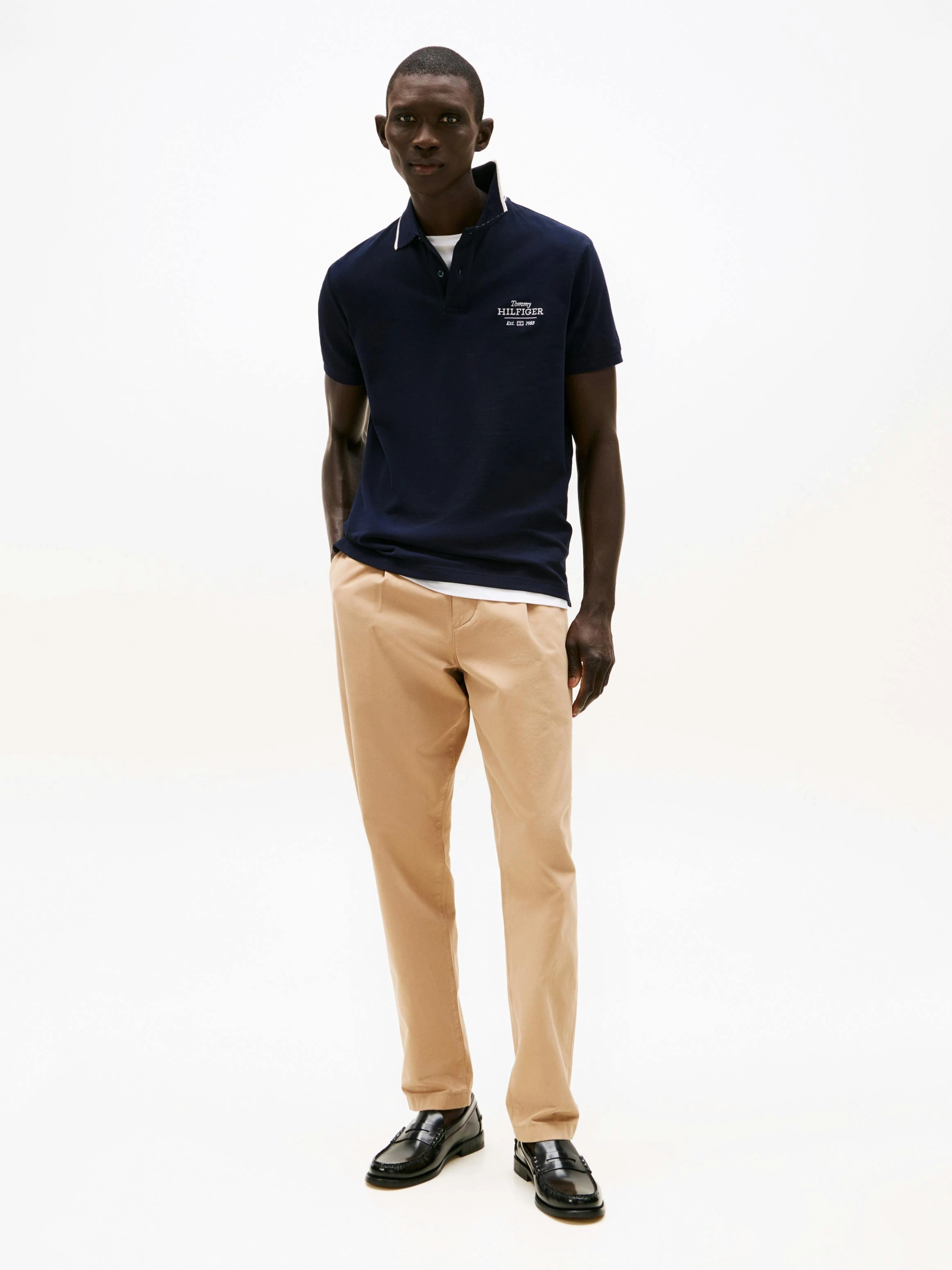 Tommy Hilfiger Nakışlı Logo Polo Yaka Lacivert T-shirt