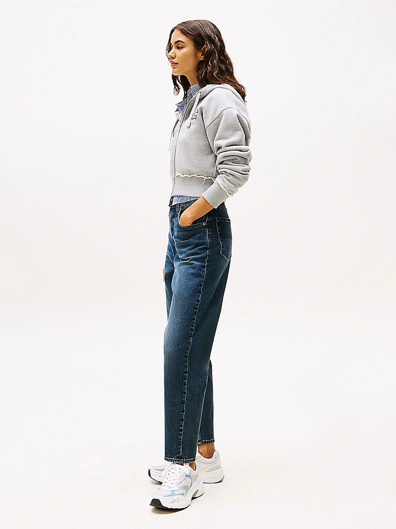 Tommy Hilfiger Kadın Ultra Yüksek Bel Koyu Mavi Mom Jean