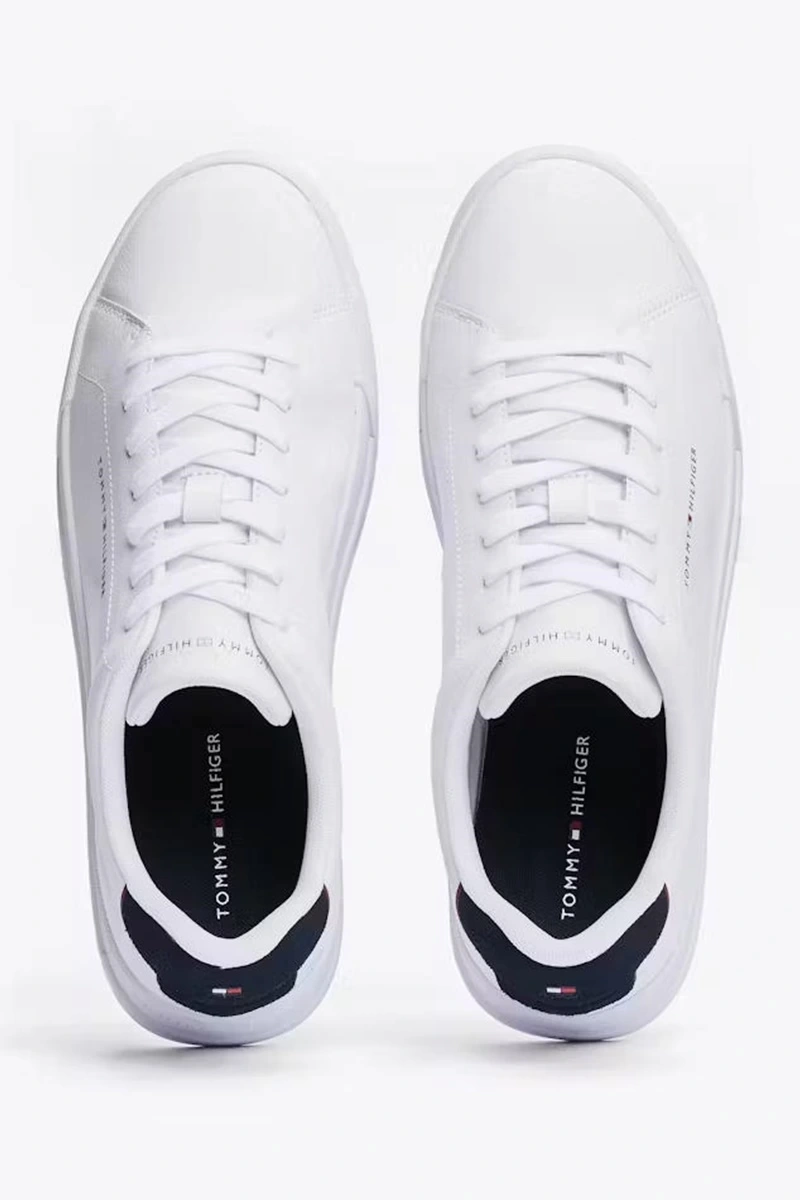Tommy Hilfiger Erkek Beyaz Pebble Grain Court Sneaker
