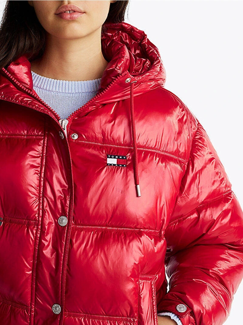 Tommy Jeans  Kadın  Kırmızı Puffer Mont