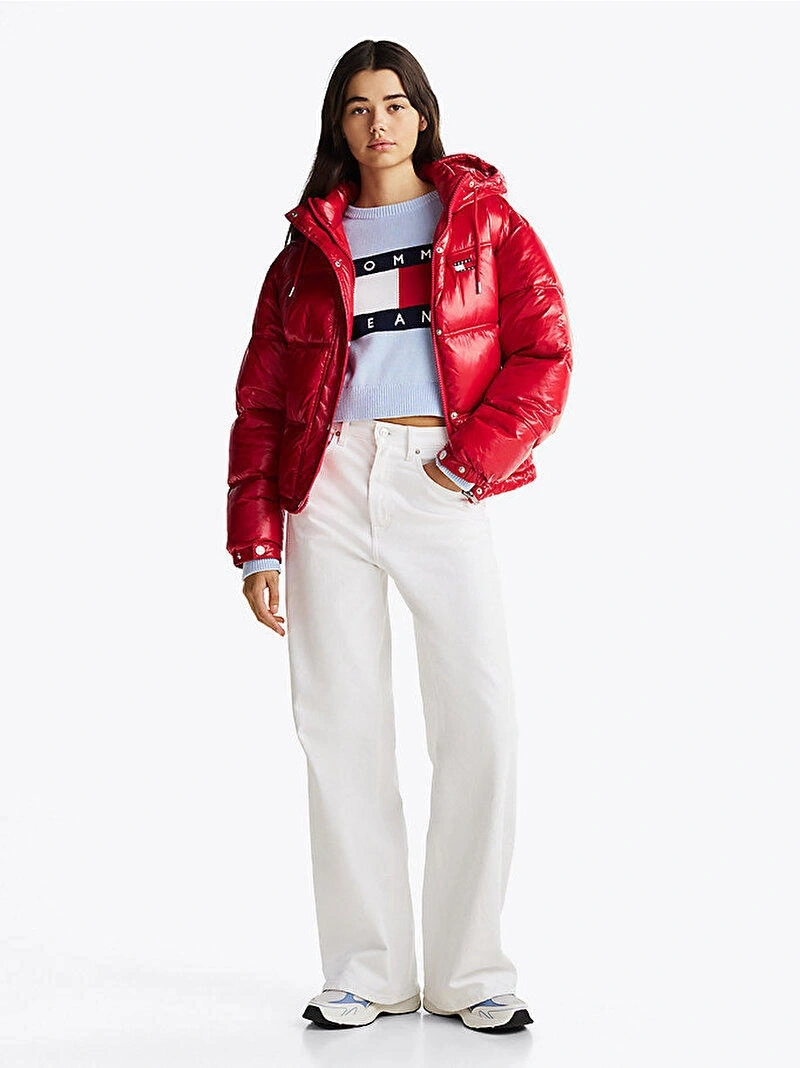 Tommy Jeans  Kadın  Kırmızı Puffer Mont