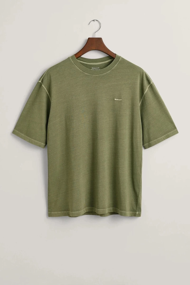 GANT Erkek Yeşil Relaxed Fit Bisiklet Yaka Logolu T-shirt