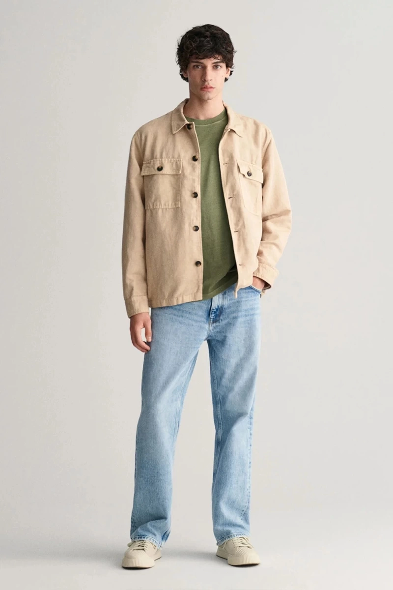 GANT Erkek Yeşil Relaxed Fit Bisiklet Yaka Logolu T-shirt