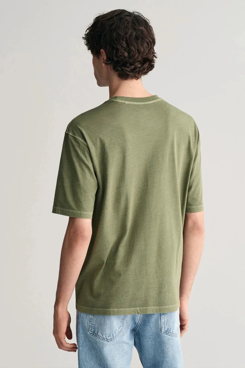 GANT Erkek Yeşil Relaxed Fit Bisiklet Yaka Logolu T-shirt