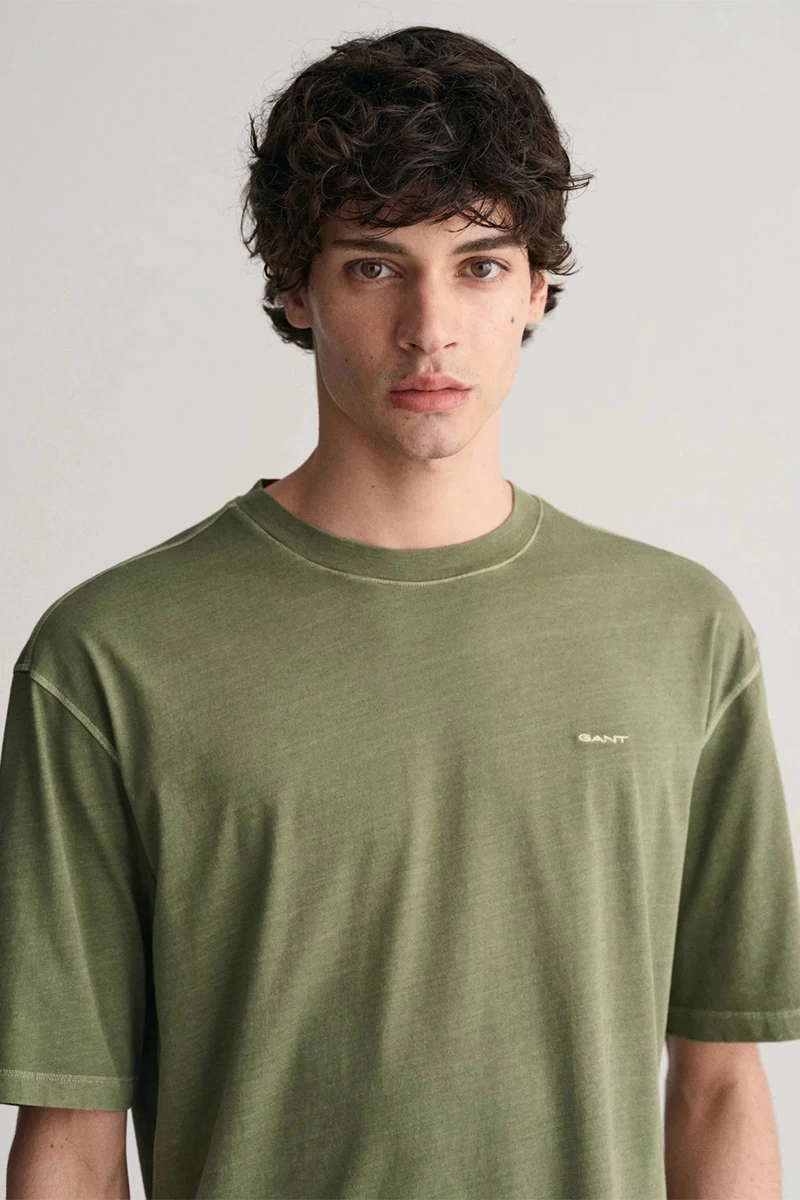 GANT Erkek Yeşil Relaxed Fit Bisiklet Yaka Logolu T-shirt