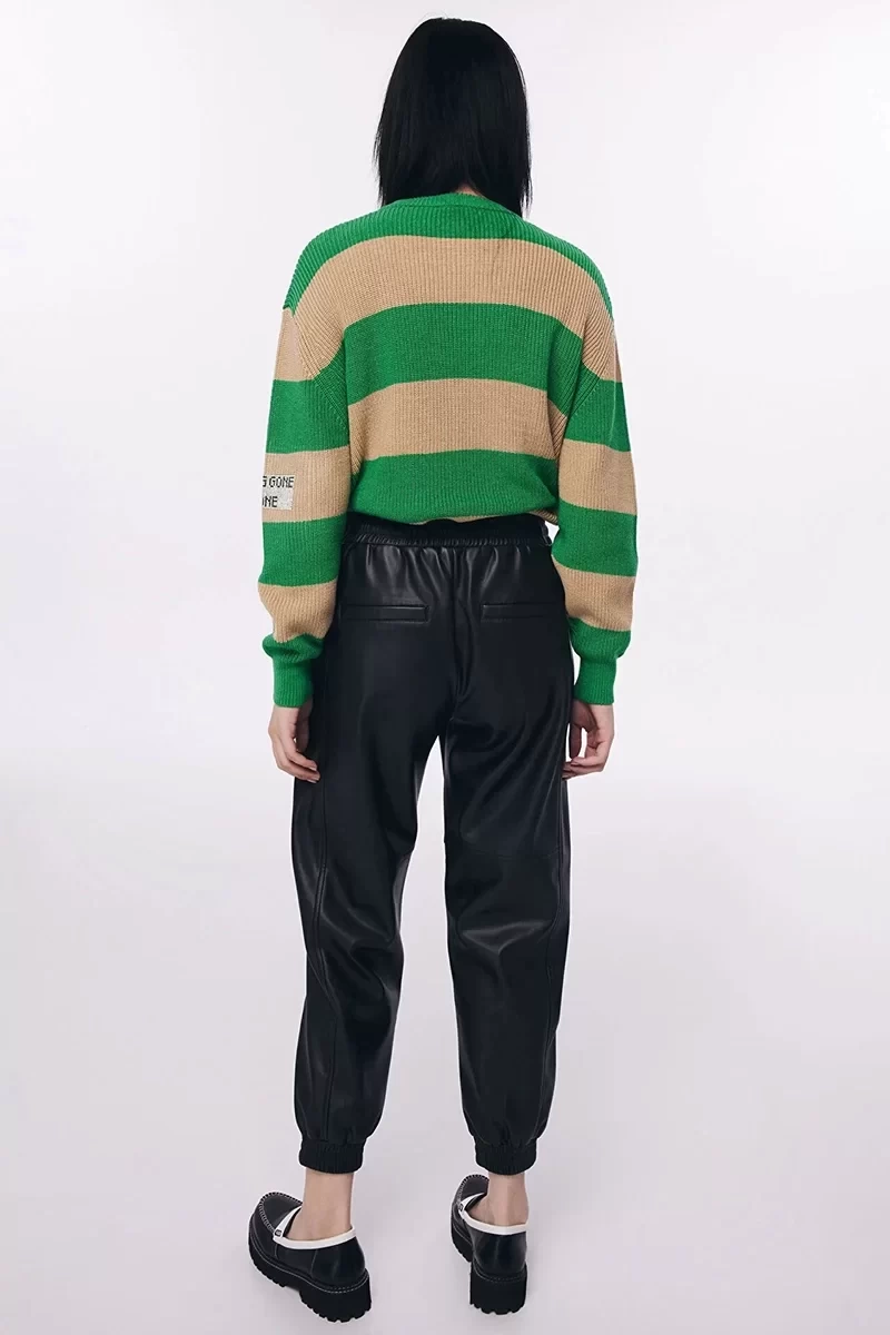 Twist Deri Görünümlü Jogger Pantolon