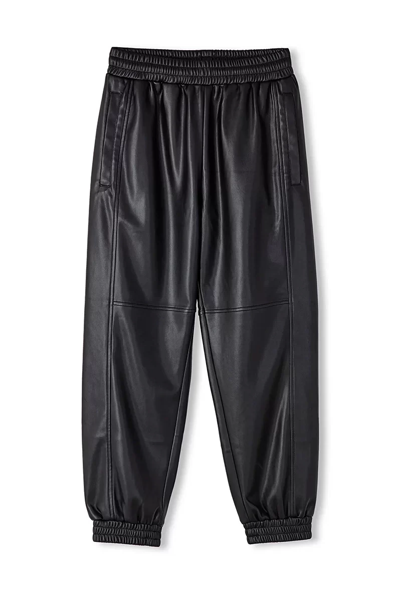 Twist Deri Görünümlü Jogger Pantolon