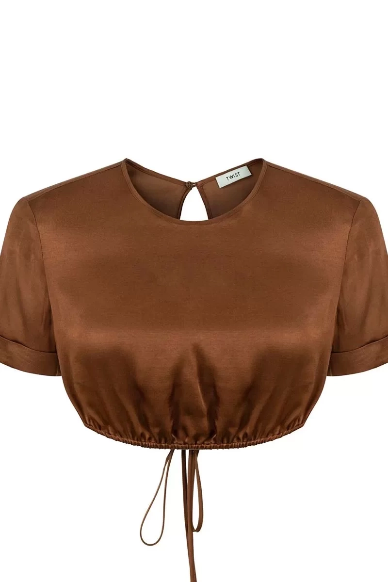Twist Sırt Dekolteli Crop Bluz