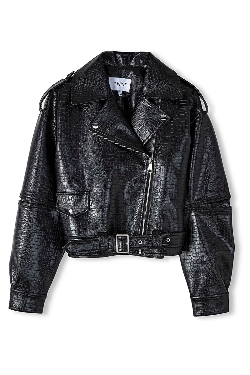 Twist Timsah Derisi Desen Biker Mont
