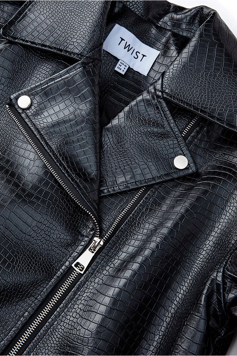 Twist Timsah Derisi Desen Biker Mont