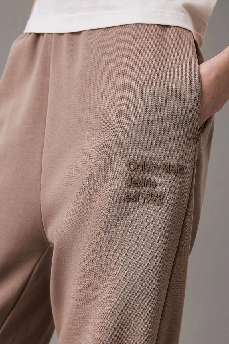 Calvin Klein Kadın Pamuklu Jogger Bej Eşofman Altı